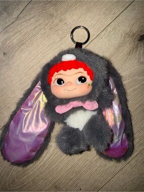 Wakuku Fox & Bunny Trick or Treat Series “Cool Bunny” Black Vinyl Plush Keychain